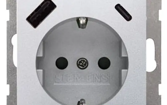 SIEMENS 5UB1970-1AM01 SCHUKO-Steckdose Delta i-system USB-A/C | aluminiummetallic