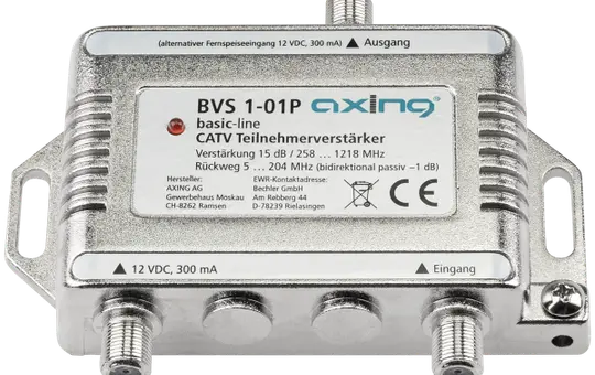 AXING BVS 1-01P CATV-Teilnehmerverstärker mit mini Netzteil 15 dB