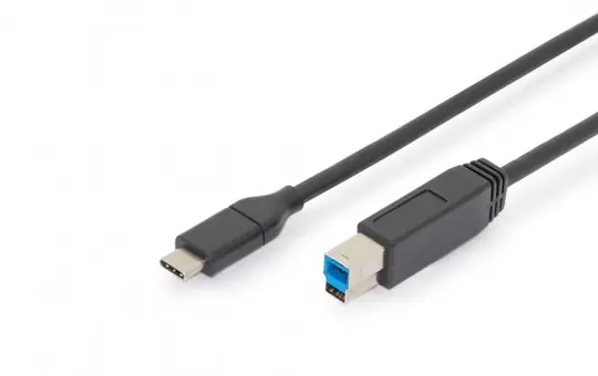 DIGITUS AK-300149-018-S USB-Silikon-Anschlusskabel USB-C / USB-B | schwarz | 1,8 m