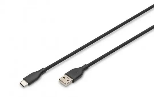 DIGITUS AK-300340-005-S USB-Silikon-Anschlusskabel USB-A / USB-C | schwarz | 0,5 m
