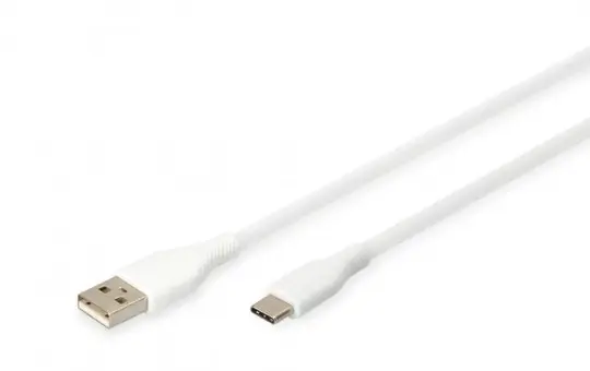 DIGITUS AK-300340-010-W USB-Silikon-Anschlusskabel USB-A / USB-C | weiß | 1 m