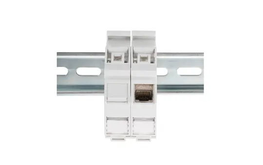 DIGITUS AN-25187 Hutschienenadapter für Keystone 1-fach, IP20, Schriftfeld, Staubschutz