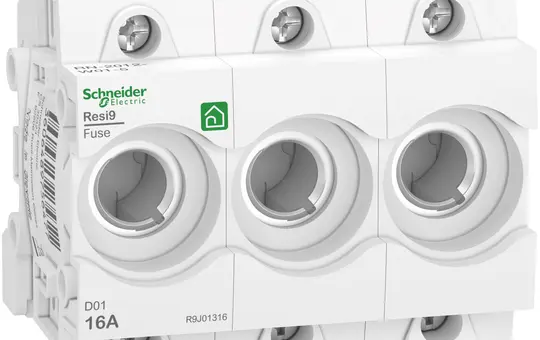 SCHNEIDER R9J01316 Sicherungssockel Neozed D01 3-polig, 16 A, DIN-Schiene