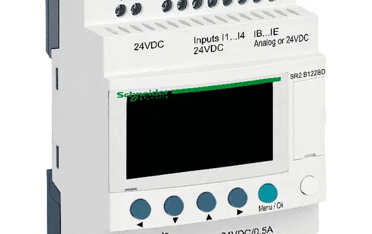 SCHNEIDER SR2B122BD SPS-Steuerrelais Zelio Logic 12 E/A, 24 VDC, Display, Uhr, Transitorausg.