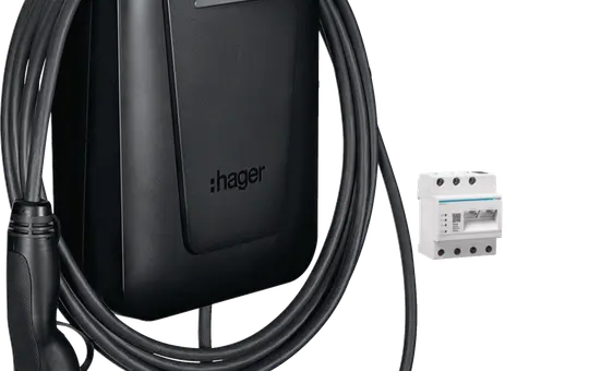 HAGER XVL122CFL Ladestation witty solar 2 22 kW, mit Ladekabel
