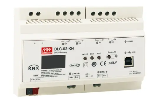 MEANWELL DLC-02-KN KNX-DALI-Gateway 2-fach, 4 Relais