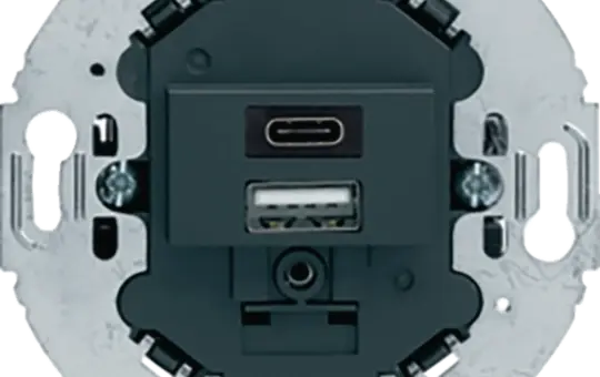 BERKER 260415 USB-Steckdose USB-A/C, 3,0 A, runder Tragring | anthrazit matt
