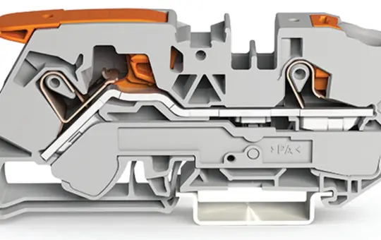 WAGO 2116-5201 Durchgangsklemme Serie 2116 2-Leiter, Hebel und Drücker | grau | 16 mm²