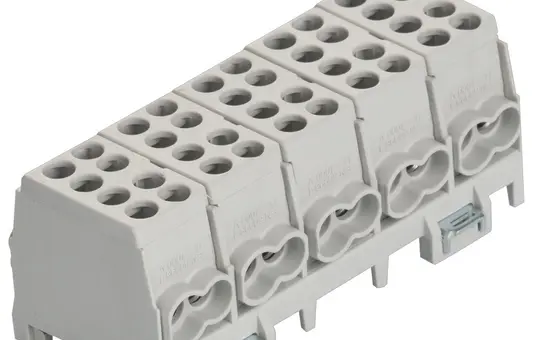 POLLMANN 2080519 Hauptleitungs-Abzweigklemmen S, 5-polig 2 Eingänge, 2 Ausgänge | grau | 25/16 mm²
