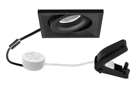 BRUMBERG 40498183 LED-Einbaustrahlerset BB37 Phasenab. dimmbar (Rundkonverter), Anschlussbox | strukturschwarz