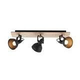 BRUMBERG 57113180 Decken-Anbauleuchte DACTYL E14 3-fach | strukturschwarz/holz hell