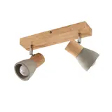 BRUMBERG 57172730 Decken-Anbauleuchte BOLORIA E14 2-fach, rechteckig | holz hell/beton matt