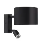 BRUMBERG 58154080 Wandanbauleuchte DEBILIS G9 220 mm Ausladung, mit LED-Leseleuchte | schwarz matt
