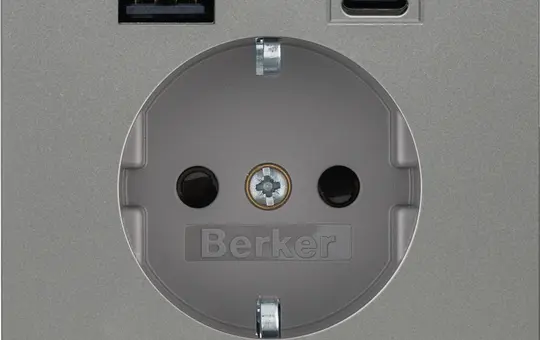 BERKER 48147004 SCHUKO-Steckdose K USB-A/C PD, 20 W | edelstahl matt lackiert