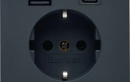 BERKER 48147006 SCHUKO-Steckdose K USB-A/C PD, 20 W | anthrazit matt lackiert