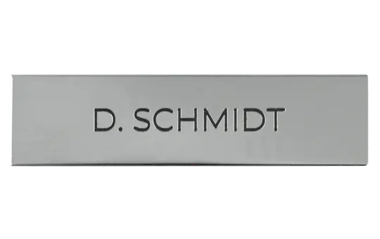 DOORBIRD D21x Namensschild (423863002) mit individueller Gravur (max. 15 Zeichen) | Chrom-Optik
