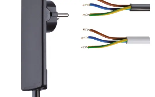 SCHULTE 151000151100 EVOline SCHUKO-Stecker Plug Fix mit 1,5 m Kabel, Aderendhülsen | schwarz