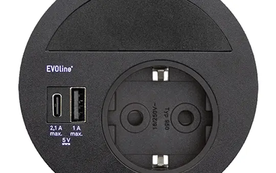 SCHULTE 159273007701 EVOline Steckdose Circle80 USB-A/C, 16 A | schwarz