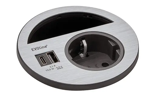 SCHULTE 159273013701 EVOline Steckdose Circle80 USB-A/C, 16 A | edelstahl-optik