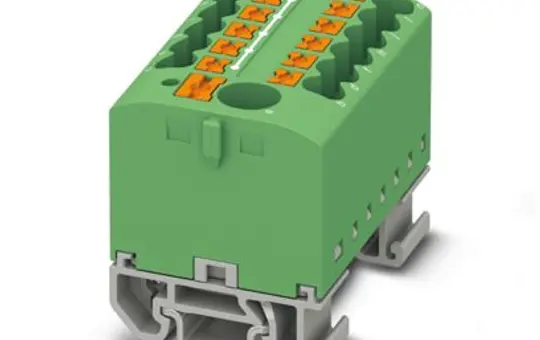 PHOENIX 3274196 Verteilerblock PTFIX für Hutschienenmontage 13-fach, waagerecht, NS15A | grün | 2,5 mm²