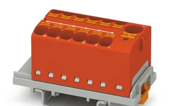 PHOENIX 3273618 Verteilerblock PTFIX für Hutschienenmontage 13-fach, NS35 | rot | 4 mm²