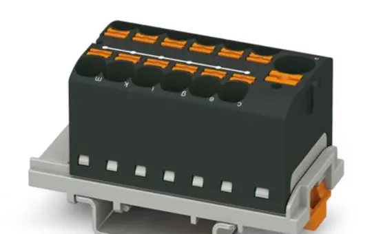 PHOENIX 3273628 Verteilerblock PTFIX für Hutschienenmontage 13-fach, NS35 | schwarz | 4 mm²