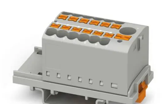 PHOENIX 3273088 Verteilerblock PTFIX für Hutschienenmontage 13-fach, senkrecht, NS35 | grau | 2,5 mm²