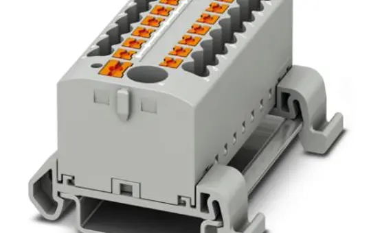 PHOENIX 3273242 Verteilerblock PTFIX für Hutschienenmontage 19-fach, waagerecht, NS35A | grau | 2,5 mm²