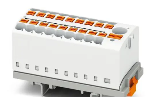 PHOENIX 3273122 Verteilerblock PTFIX für Hutschienenmontage 19-fach, senkrecht, NS35 | weiß | 2,5 mm²