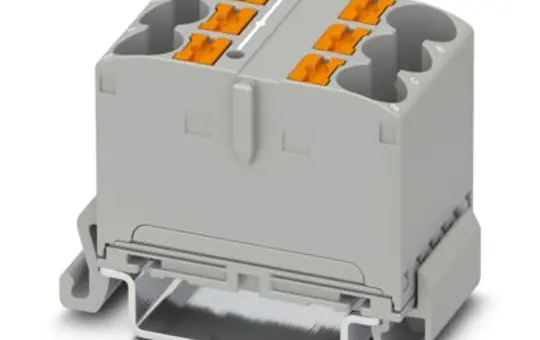 PHOENIX 1082479 Verteilerblock PTFIX für Hutschienenmontage 6-fach, waagerecht, NS35A | grau | 10 mm²
