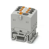 PHOENIX 1047490 Verteilerblock PTFIX für Hutschienenmontage 7-fach, waagerecht, NS15A | grau | 1,5 mm²