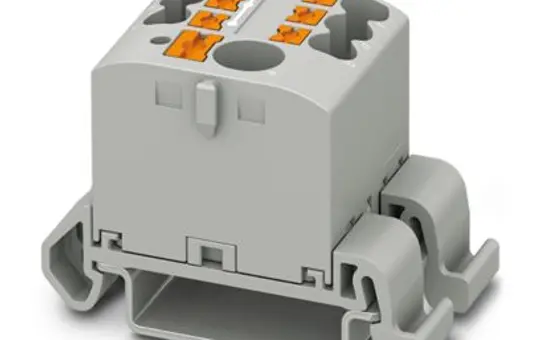 PHOENIX 3273198 Verteilerblock PTFIX für Hutschienenmontage 7-fach, waagerecht, NS35A | grau | 2,5 mm²