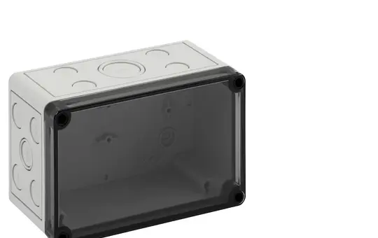 SPELSBERG TK PS 1811-9-tm Leergehäuse TK 180x110x90 mm, Polystyrol, Ausschlagmembranen | grau/transparent