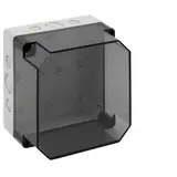 SPELSBERG TK PS 1818-13f-tm Leergehäuse TK 182x180x137 mm, Polystyrol, Ausschlagmembranen | grau/transparent