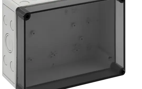 SPELSBERG TK PS 2518-11-tm Leergehäuse TK 254x180x111 mm, Polystyrol, Ausschlagmembranen | grau/transparent