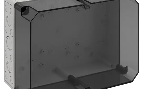 SPELSBERG TK PS 3625-16-tm Leergehäuse TK 361x254x165 mm, Polystyrol, Ausschlagmembranen | grau/transparent