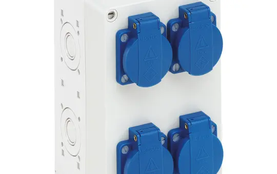 SPELSBERG STG 004 Steckdosengehäuse IP44 4xSCHUKO-Steckdosen | grau