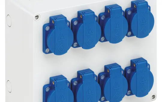 SPELSBERG STG 008 Steckdosengehäuse IP44 8xSCHUKO-Steckdosen | grau