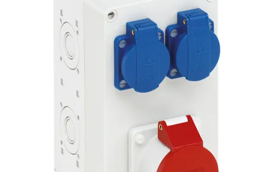 SPELSBERG STG 012 Steckdosengehäuse IP44 2x SCHUKO-Steckdose, 1x CEE-Steckdose | grau