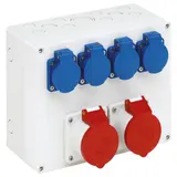 SPELSBERG STG 024 Steckdosengehäuse IP44 4x SCHUKO-Steckdose, 2x CEE-Steckdose | grau