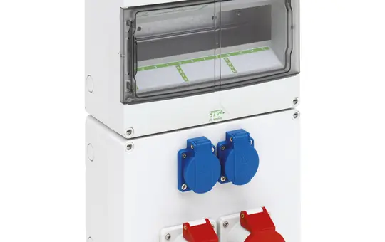 SPELSBERG STV 1222-S16 Steckdosenkombination IP44 2xSCHUKO-Steckdosen,2xCEE-Steckdosen 16A | grau