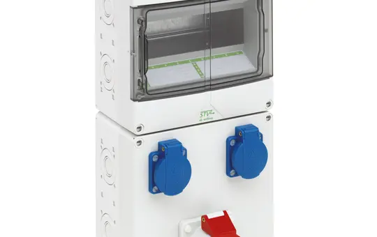 SPELSBERG STV 912-S Steckdosenkombination IP44 2xSCHUKO-Steckdosen,1xCEE-Steckdose 16A,9TE | grau