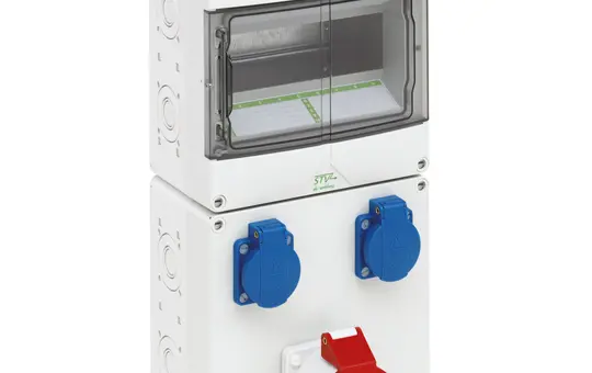 SPELSBERG STV 912-S32 Steckdosenkombination IP44 2xSCHUKO-Steckdosen,1xCEE-Steckdose 32A | grau