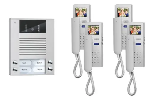 TCS PVE1540-0010 Video-Set Außenstation AP AVE 4 WE, 4 Tasten, 4 Telefone