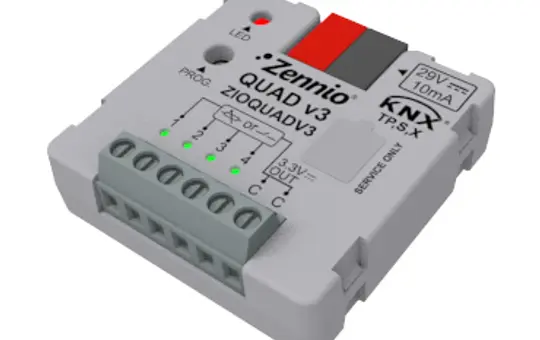 ZENNIO ZIOQUADV3 Analog-/Digital-Eingangsmodul UP 4-fach, secure