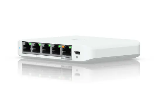 UBIQUITI UniFi USW-FLEX-2.5G-5 PoE Netzwerkswitch (2,5GbE) 5-Port (1xPoE), USB-C