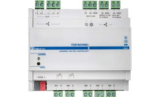 EELECTRON TC57A01KNX KNX-Universal-Fan-Coil-Aktor 3-fach, 3 Binäreingänge, 3 x 0-10 V