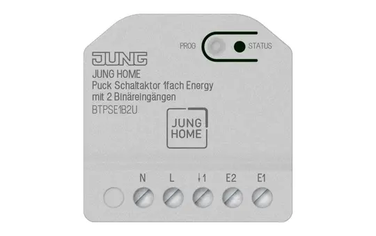 JUNG BTPSE1B2U Puck Schaltaktor JUNG HOME 1-fach, Energy, 2 Binäreingänge