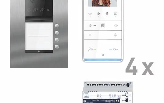 TCS PVUF041/002 Video-Set Außenstation UP PES PRO 2-Draht 4 WE, 4 Tasten, 4 Freispr. IVW6511