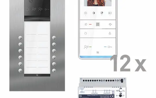 TCS PVUF122/002 Video-Set Außenstation UP PES PRO 2-Draht 12 WE, 12 Tasten 2-spaltig, 12 Freispr. IVW6511